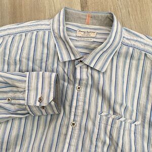 Tommy Bahama Shirt Large Striped Long Sleeve Island Modern Fit Button Up